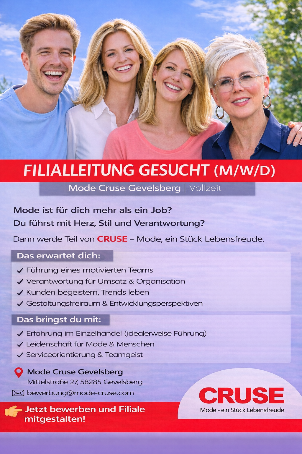 Mode Cruse sucht Filialleitung in Gevelsberg (002)